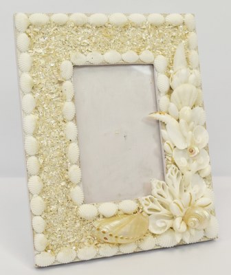4" x 6" White Crushed Shell Photo Frame