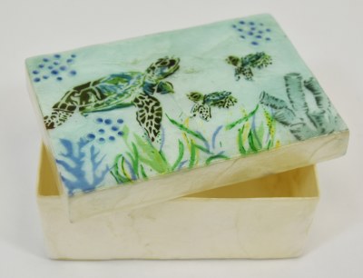 Medium Rectangle Sea Turtle Capiz Box