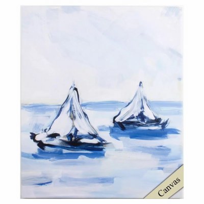 36" x 30" Sailing Seas 2 Canvas in a White Frame
