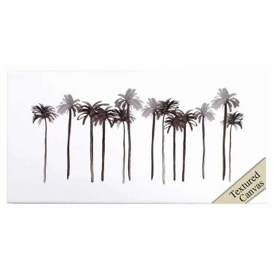 15" x 30" Black Palm Trees Wrapped Canvas