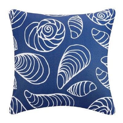 20" Sq Dark Blue Shells Decorative Pillow