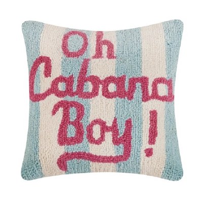 14" Sq "Oh Cabana Boy!" Decorative Hooked Pillow