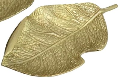 Small Gold Metal Leaf Shape Tray