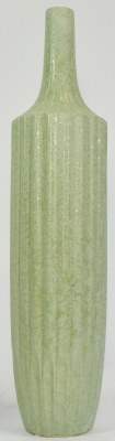 22" Seafoam Green Textured Ribbed Slim Ceramic Vase