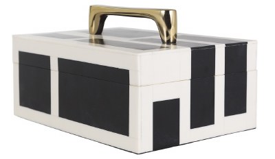 Small Black and White Box With a Gold Handle