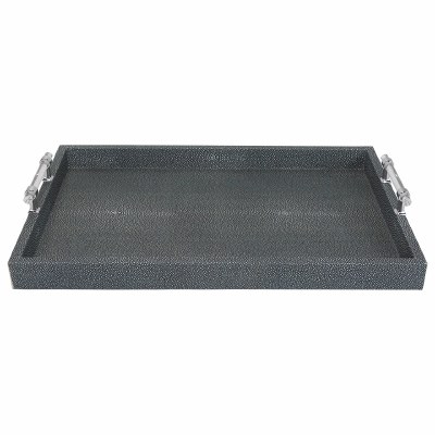 Small Textured Gray Tray With Clear Handles