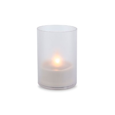 4.5" x 6" LED White Frost Illumaflame Glass Candle