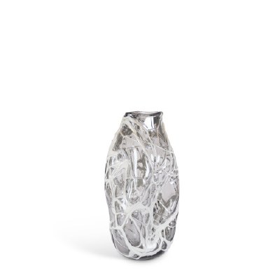 Large Gray Glass Swirl Vase