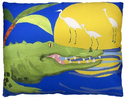 19" x 24" Alligator With Egrets Decorative Indoor/Outdoor Pillow