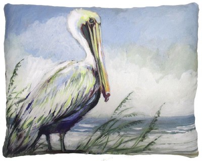 19" x 24" Pelican on the Beach Decorative Indoor/Outdoor Pillow