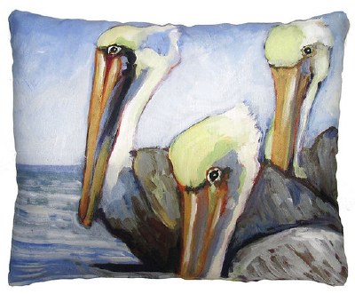 19" x 24" Three Pelicans Decorative Indoor/Outdoor Pillow