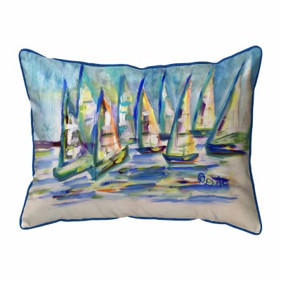 16" x 20" More Blue Sailboats Decorative Indoor/Outdoor Pillow