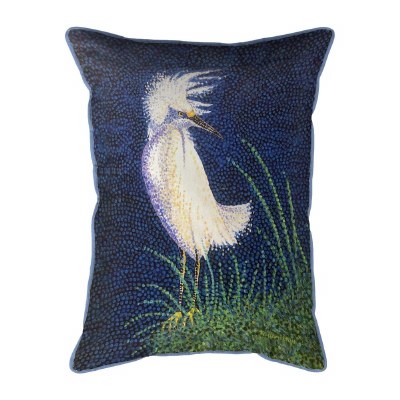16" x 20" Windy White Egret Decorative Indoor/Outdoor Pillow