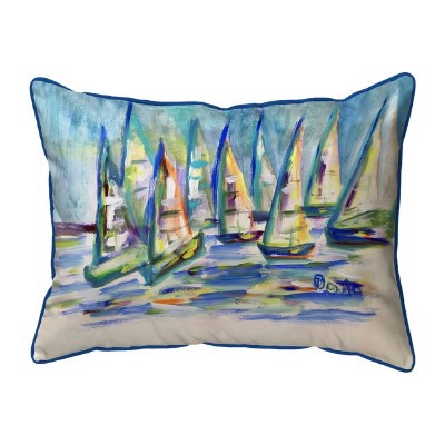 11" x 14" More Blue Sailboats Decorative Indoor/Outdoor Pillow