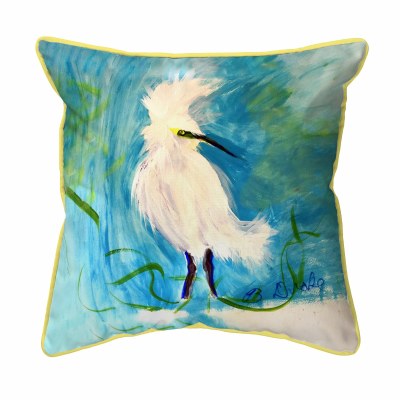12" Sq White Egret on a Blue Background Decorative Indoor/Outdoor Pillow