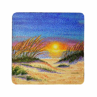 4" Sq Golden Sea Oats Rubber Coaster