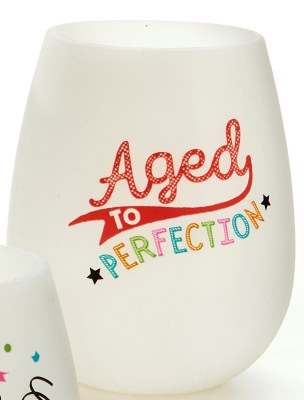 "Aged to Perfection" Stemless Silicone Wine Cup