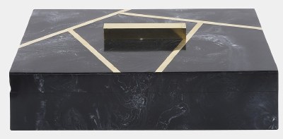 12" Black and Gold Polyresin Box