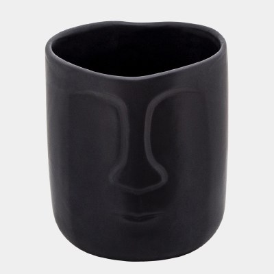 6" Black Face Vase