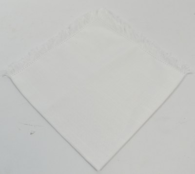 20" Sq White Hemstitch Fringe Cloth Napkin