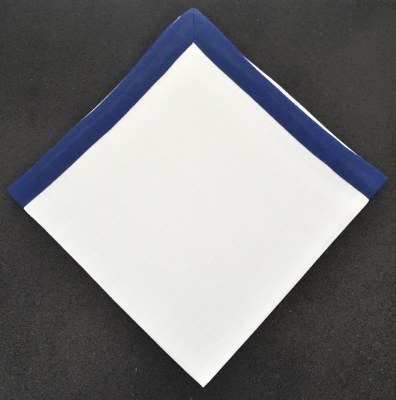 20" Sq White With a Blue Border Cloth Napkin