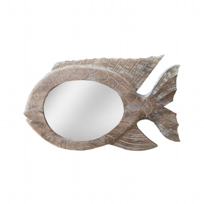 23" x 40" White Wash Fish Mirror