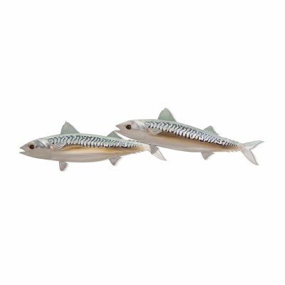 7" x 26" Double Mackerel Coastal Metal Wall Art Plaque MM222