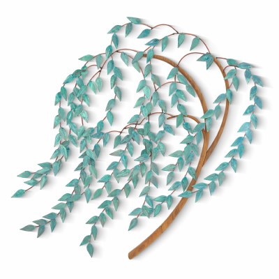 30" x 41" Silver and Teak Willow Branch Metall Wall Art Plaque MM902