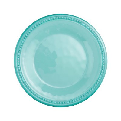 8.5" Round Aqua Beaded Melamine Bowl