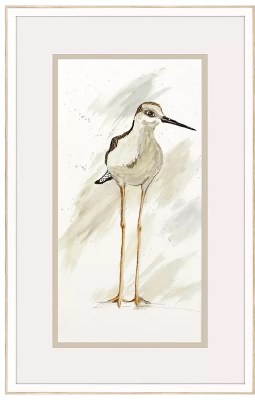 33" x 21" One Stilt Bird Coastal Framed Print Under Glass