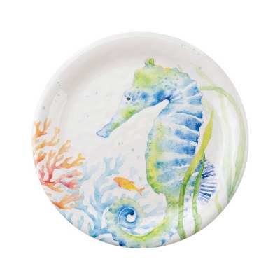 9" Round Seahorse Sea Serenade Melamine Plate