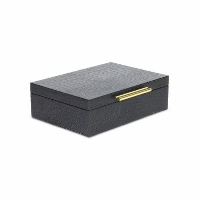 9" x 12" Black Textured Box With a Gold Handle