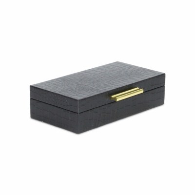 6" x 10" Black Textured Box With a Gold Handle