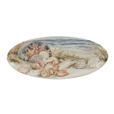9" x 19" Oval Coastal Landscape Ceramic Platter