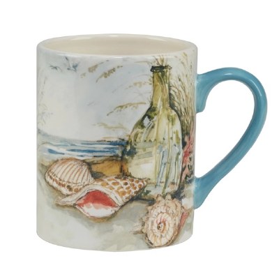 14 Oz Coral Coastal Landscape Ceramic Mug