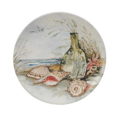 8.5" Round Coral Coastal Landscape Ceramic Plate