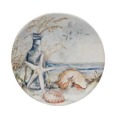 8.5" Round Starfish Coastal Landscape Ceramic Plate