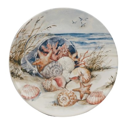 11" Round Coastal Landscape Ceramic Plate