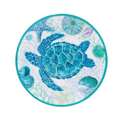 11" Round Serene Seas Melamine Sea Turtle Plate