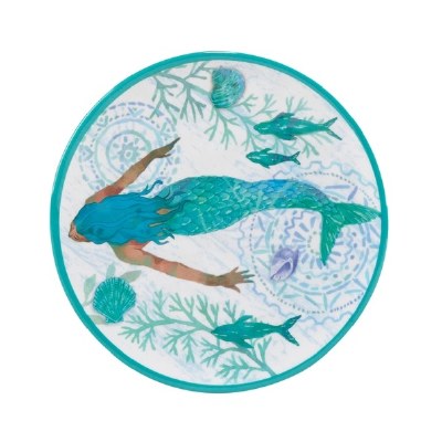 9" Round Serbe Seas Melamine Mermaid Plate