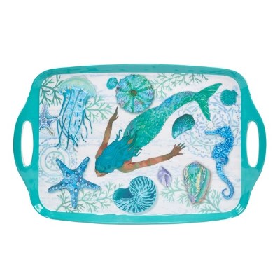 12" x 19" Serene Seas Melamine Merrmaid Tray With Handles