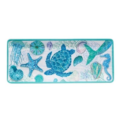 8" x 19" Serene Seas Melamine Sea Turtle Tray