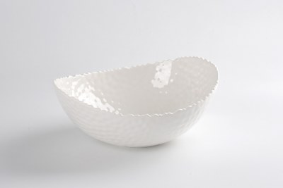 9" x 11" Oval White Textured Melamine Bowl by Pampa Bay