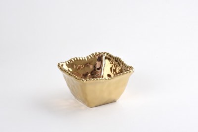 5" Sq Matte Gold Snack Bowl by Pampa Bay