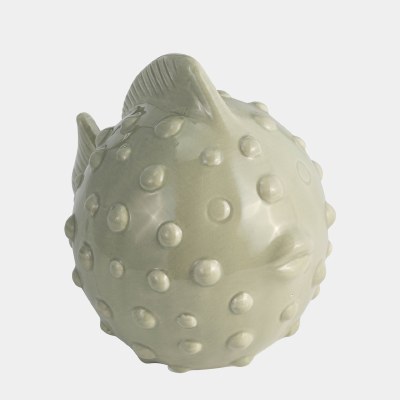 8" Seafoam Green Ceramic Puffer Fish