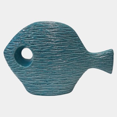 20" Dark Blue Ceramic Fish with an Eye Hole