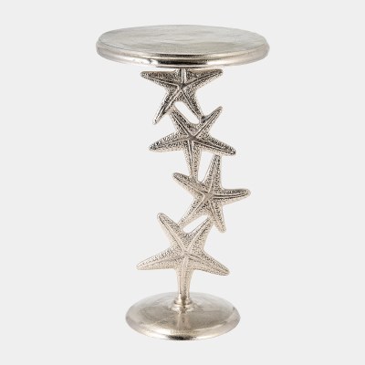 14" Round Silver Metal Starfish End Table