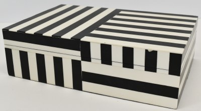 12" x 8" Black and White Stripe Polyresin Box