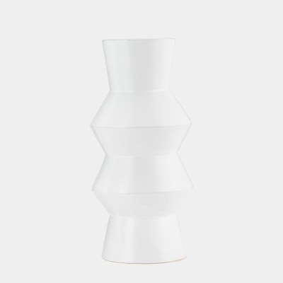 12" White Ceramic Totem Vase