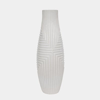 20" White Pattern Ceramic Vase